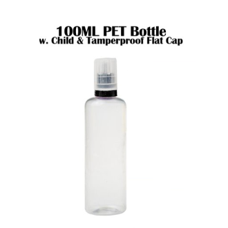 100ML Clear PET Bottle - Flat Cap w. tip